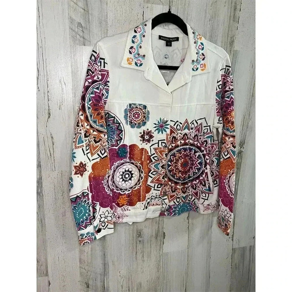 Boston Proper Women's Embroidered Jacket Multicolor Size Small Bohemian NWOT - Picture 2 of 16